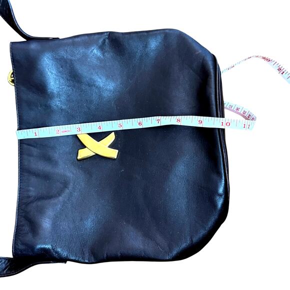 Paloma Picasso Dark Brown Leather Crossbody Purse Gold Logo Made in Italy - Picture 10 of 15